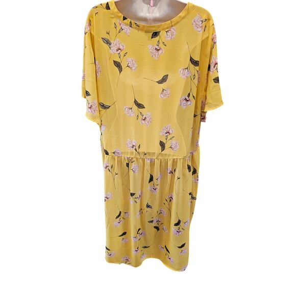 Torrid sz 3 (3X) sunflower yellow chiffon button up tunic top EUC summer casual - Picture 3 of 8
